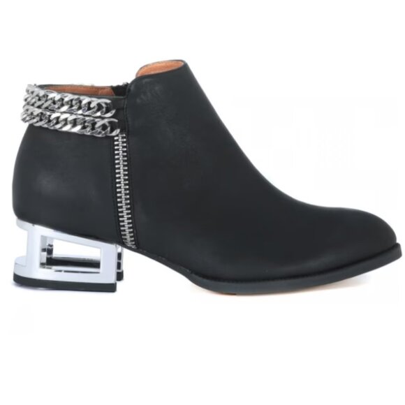 Jeffrey Campbell Sergio Boots Black Leather Chain Zipper Metal Heel booty sz 11 - Picture 16 of 16